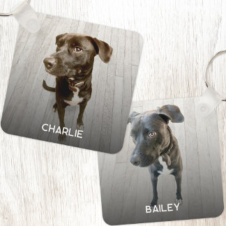 Personalised Double Sided Pet Dog Two Photo Key Ring