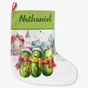 Personalised  Double Sided Pickle Large Christmas Stocking