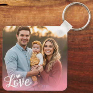 Personalised Double Sided Two Photo and Text Photo Key Ring