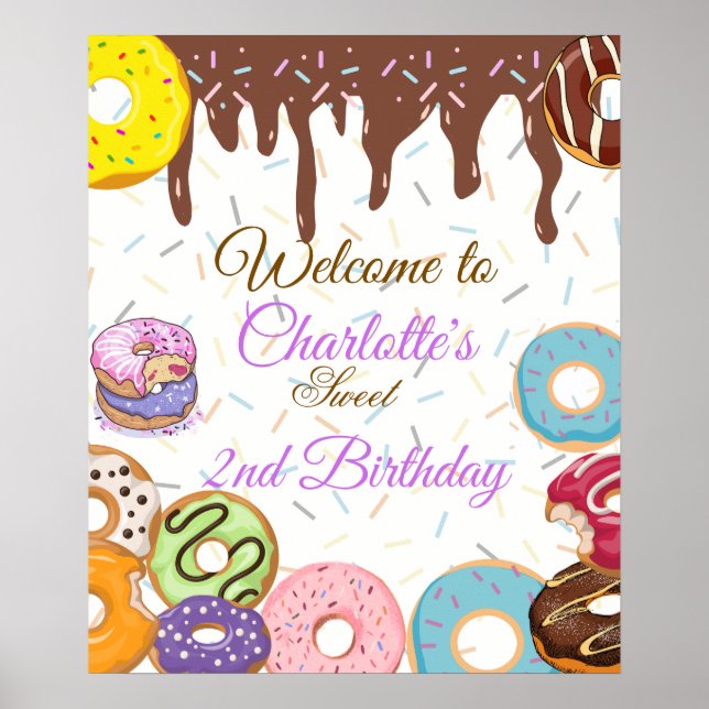 Personalised Doughnut Party Welcome Sign (Front)