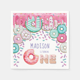 Personalised Doughnut Sprinkles First Birthday Napkin