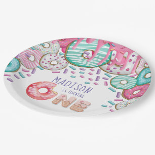 Personalised Doughnut Sprinkles First Birthday Paper Plate
