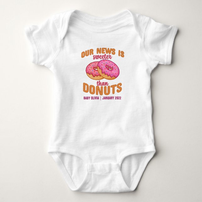 Personalised Doughnuts Baby Announcement Bodysuit (Front)