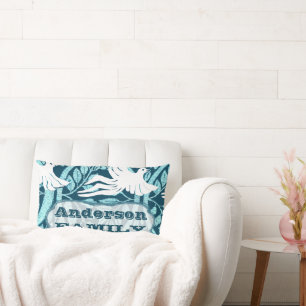 Personalised Dove Love Bird Family Established Lumbar Cushion