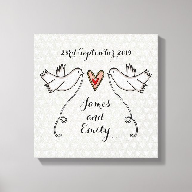 Personalised Doves Canvas Picture Wedding Gift (Front)