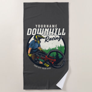 Personalised Downhill Racing Mountain Bike Trail Beach Towel