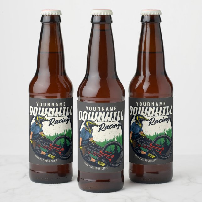 Personalised Downhill Racing Mountain Bike Trail  Beer Bottle Label (Bottles)