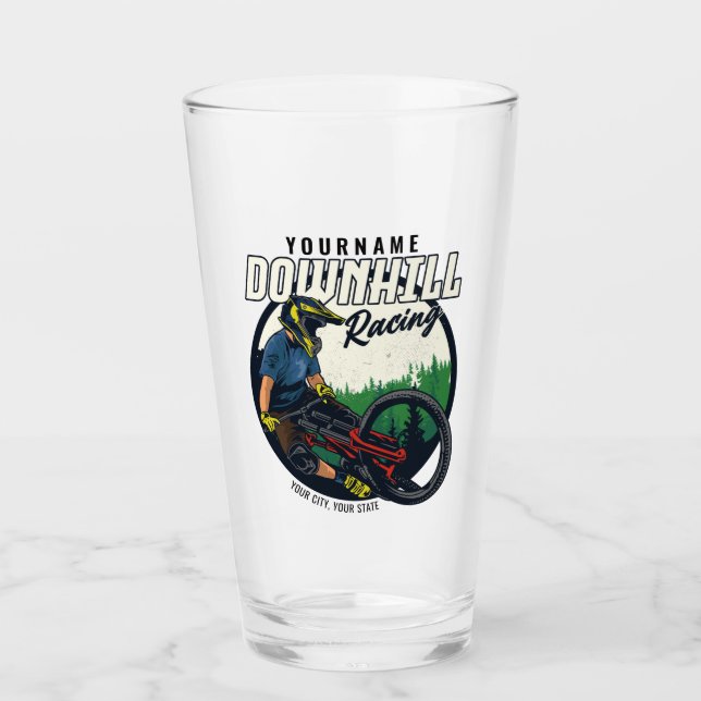 Personalised Downhill Racing Mountain Bike Trail  Glass (Front)
