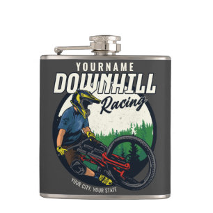 Personalised Downhill Racing Mountain Bike Trail  Hip Flask
