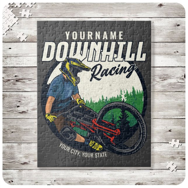 Personalised Downhill Racing Mountain Bike Trail  Jigsaw Puzzle (Creator Uploaded)