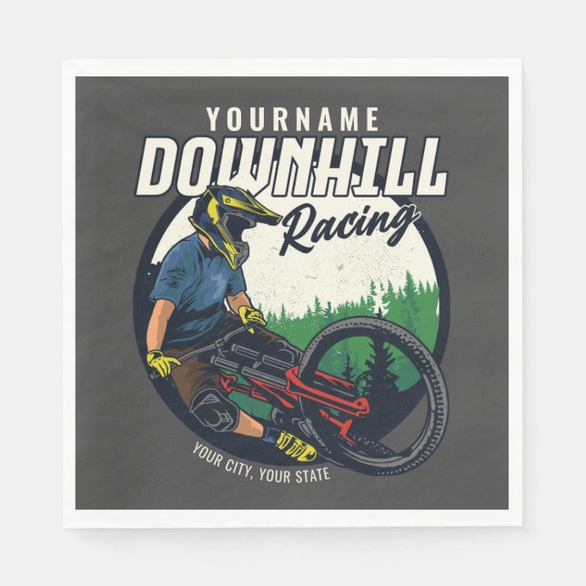 Personalised Downhill Racing Mountain Bike Trail  Napkin (Front)
