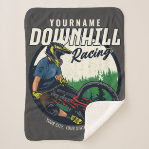 Personalised Downhill Racing Mountain Bike Trail   Sherpa Blanket