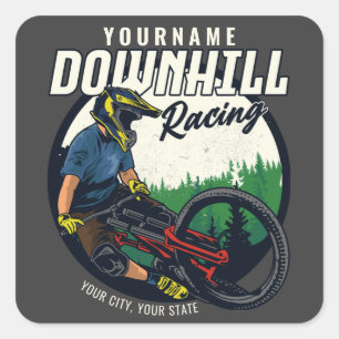Personalised Downhill Racing Mountain Bike Trail   Square Sticker