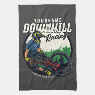 Personalised Downhill Racing Mountain Bike Trail Tea Towel