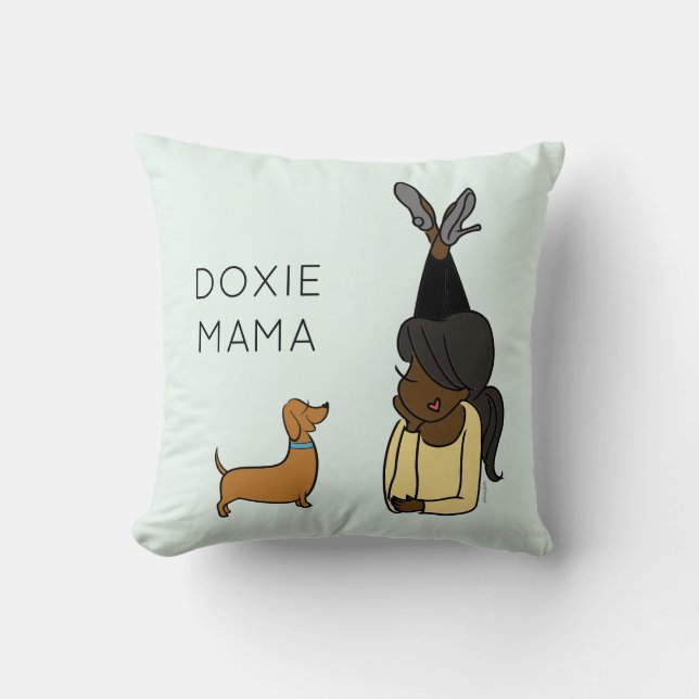 Personalised Doxie Mama Throw Pillow (Front)