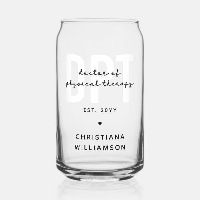 Personalised DPT Doctor of Physical Therapy Can Glass (Front)