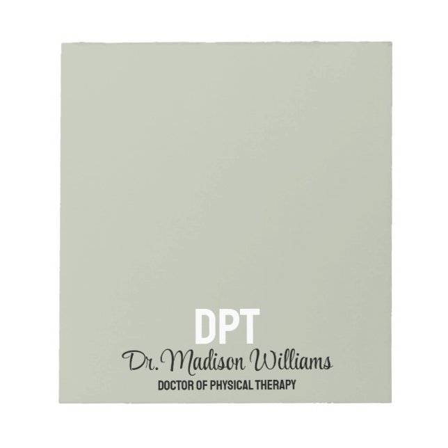 Personalised DPT Doctor of Physical Therapy Gift Notepad (Front)