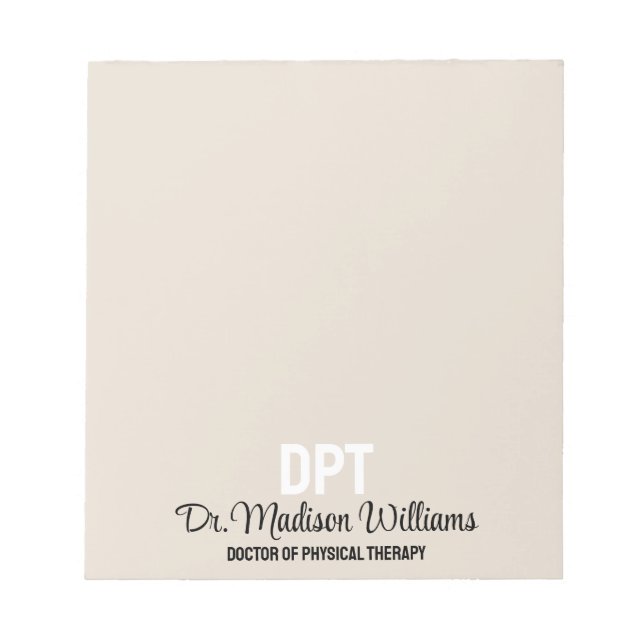 Personalised DPT Doctor of Physical Therapy Gift Notepad (Front)