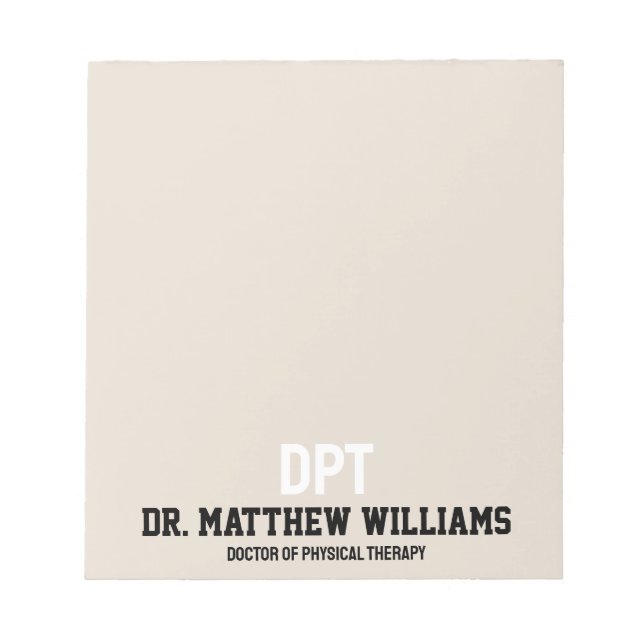 Personalised DPT Doctor of Physical Therapy Gift Notepad (Front)
