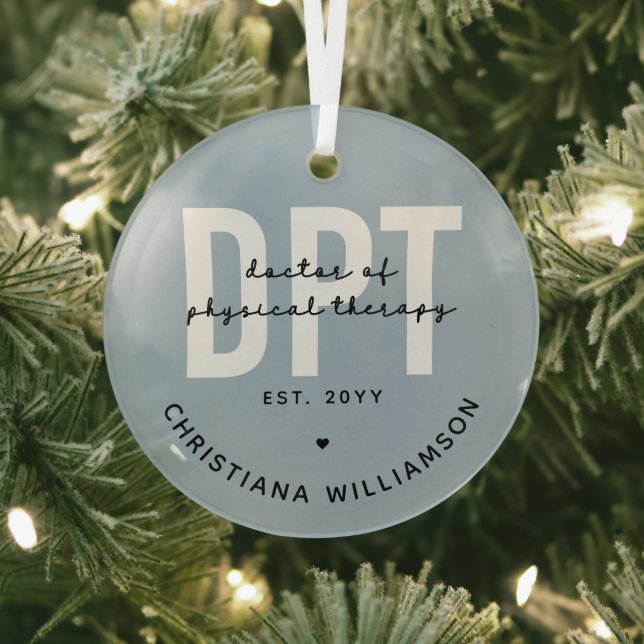 Personalised DPT Doctor of Physical Therapy Glass Tree Decoration (Insitu)