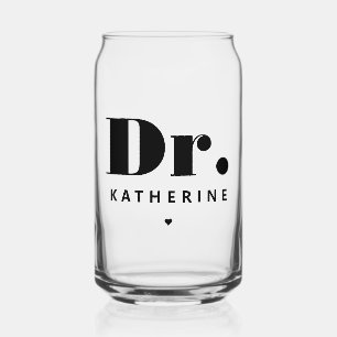 Personalised Dr Bold Typography Doctor Graduation Can Glass