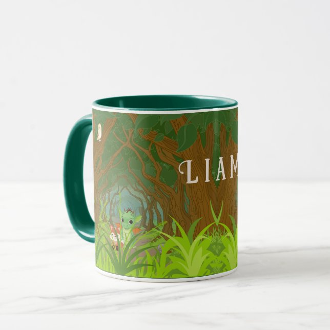 Personalised Dragon and Friend  Mug (Front Left)