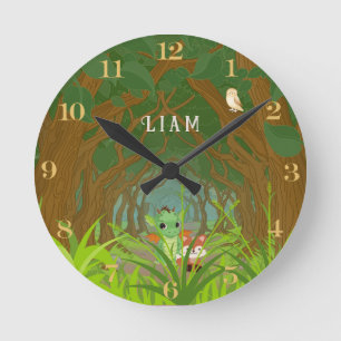Personalised Dragon and Friend Round Clock