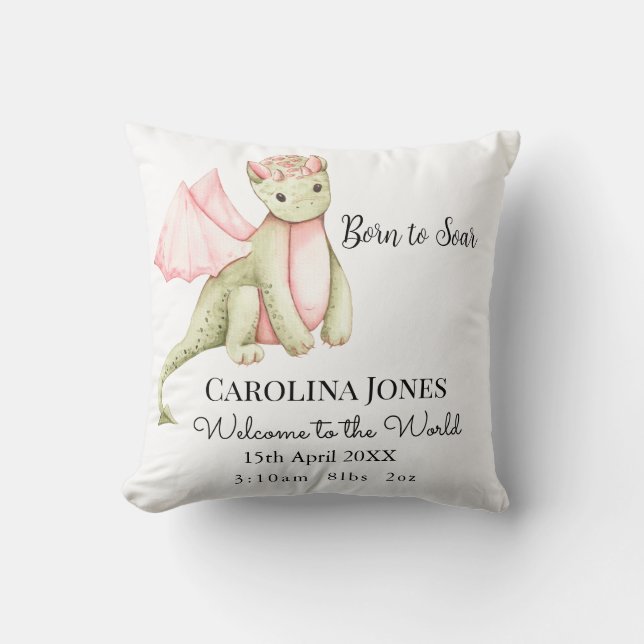 Personalised Dragon Baby Keepsake Cushion (Front)