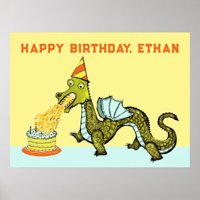 Personalised Dragon Birthday Poster (Front)