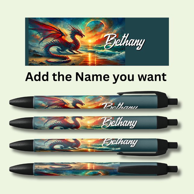 Personalised Dragon Name  Black Ink Pen (Creator Uploaded)