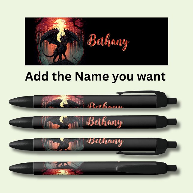 Personalised Dragon Name  Black Ink Pen (Creator Uploaded)