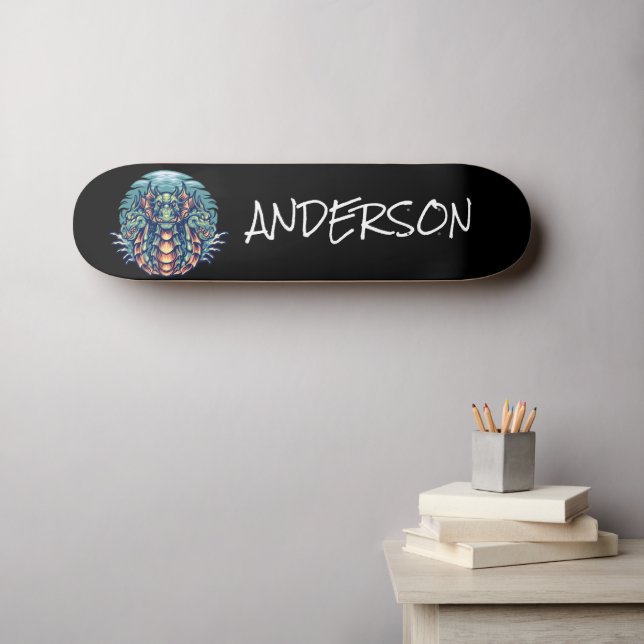 Personalised  Dragon Skateboard (Wall Art (Horz))