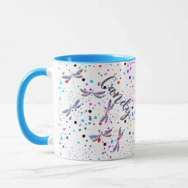 Personalised Dragonflies in flight Mug (Left)