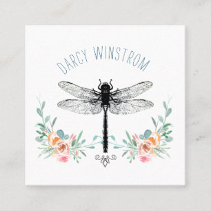 Personalised Dragonfly Floral Calling Card