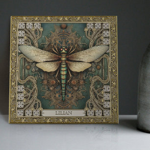 Personalised Dragonfly Tribal Jewel Earth Tones Tile