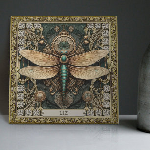 Personalised Dragonfly Tribal Jewel Earth Tones Tile