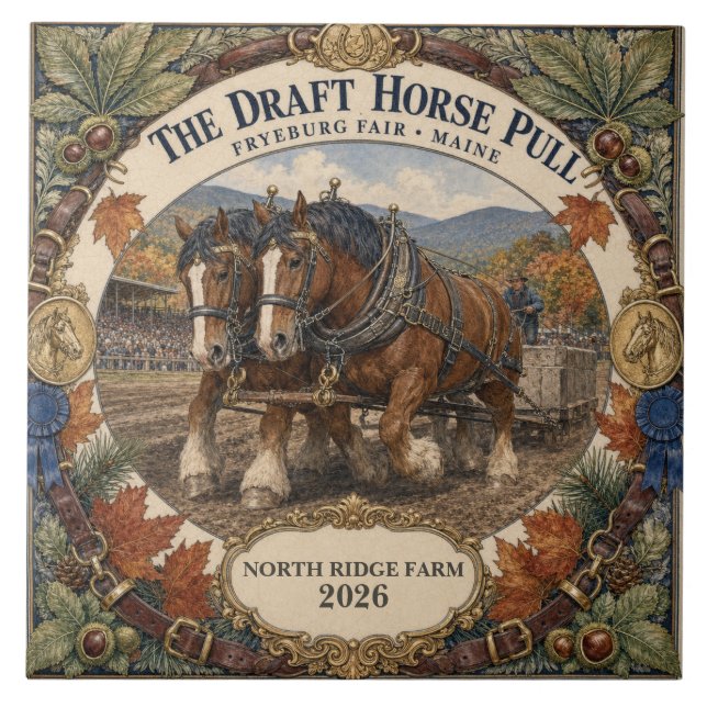 Personalised Draught Horse Pull Fryeburg Fair Main Tile (Front)