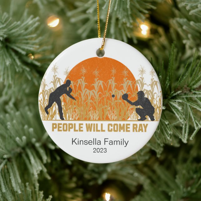 Personalised Dream Fields Baseball Christmas Ceramic Tree Decoration (Tree)
