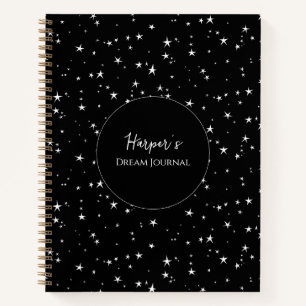 Personalised Dream Journal Black and White Stars
