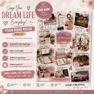 Personalised Dream Life Goals Board Poster