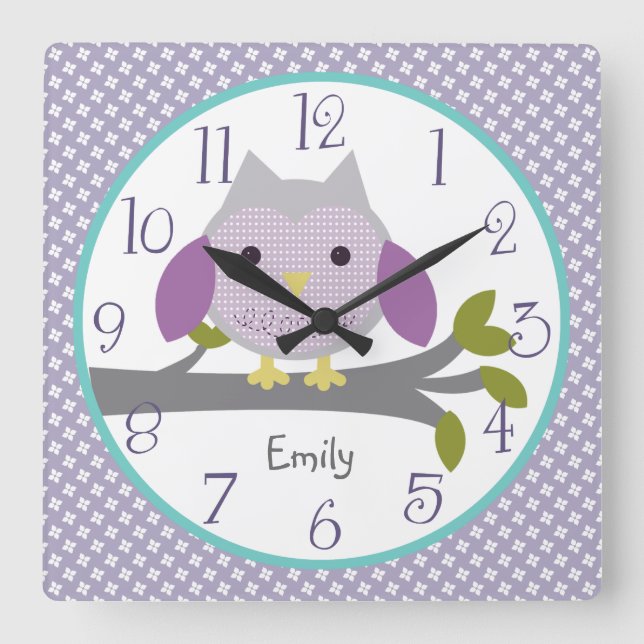 Personalised Dreamland Owl Nursery Clock (Front)