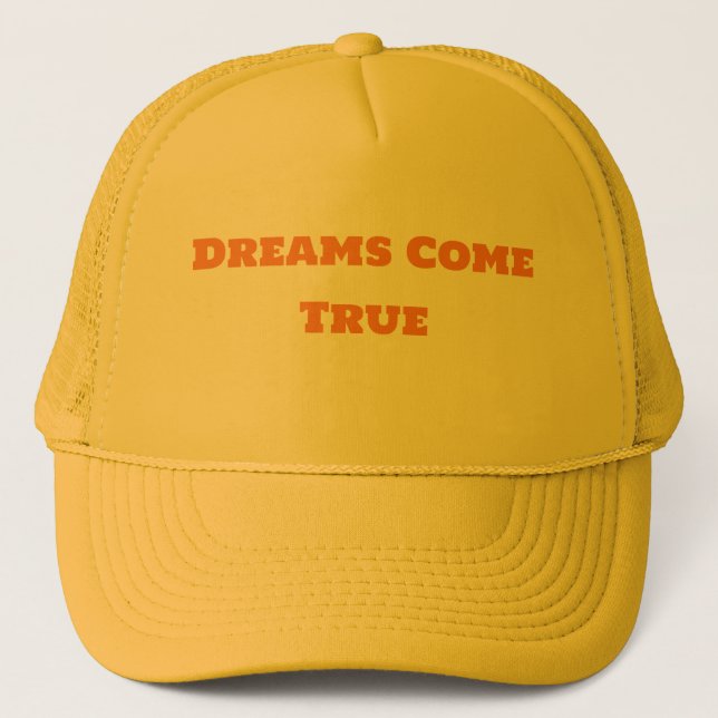 Personalised Dreams Come True Yellow Stylish Cool Trucker Hat (Front)