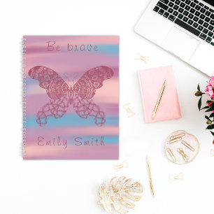 Personalised Dreamy Boho Butterfly Spiral Notebook