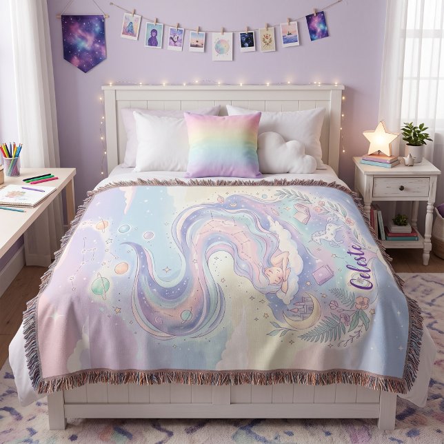 Personalised Dreamy Pastel Celestial Throw  Blanket (Creator Uploaded)
