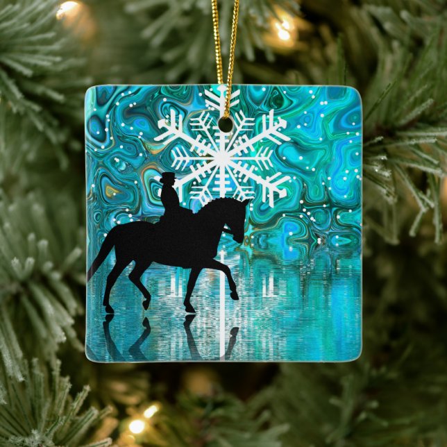 Personalised Dressage Horse Snowflake Christmas Ceramic Ornament (Tree)