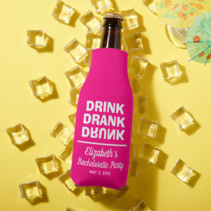 Personalised Drink Drank Drunk Bachelorette Party Bottle Cooler