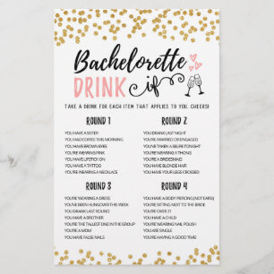 Personalised DRINK IF Bachelorette, Hen Party game