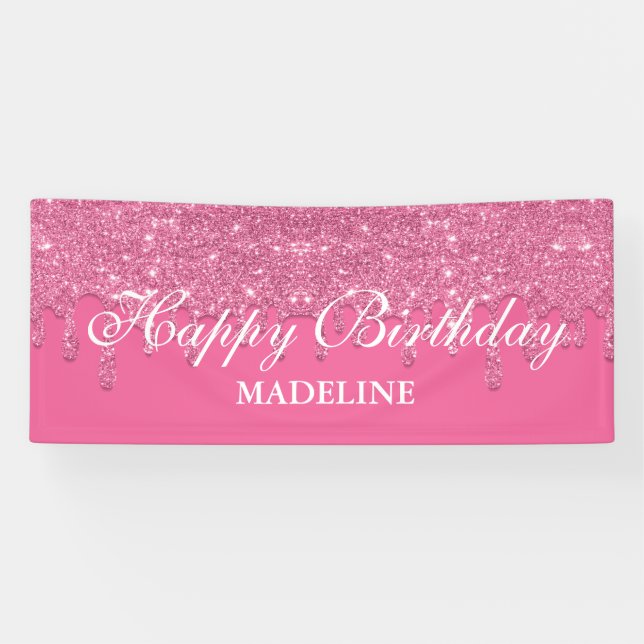 Personalised Dripping Glitter Birthday Banner (Horizontal)