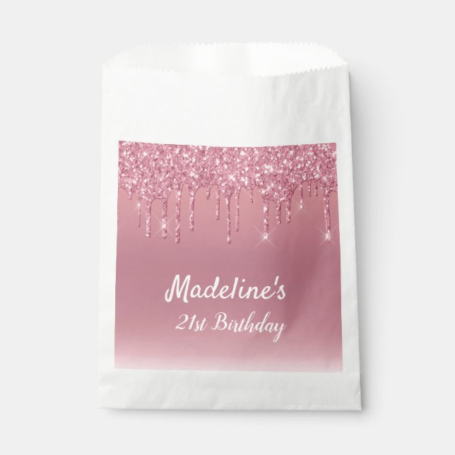 Personalised Dripping Glitter  Favour Bags (Front)