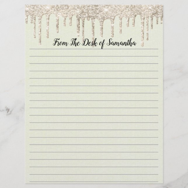 Personalised Dripping Glitter Lined Stationary Custom Letterhead (Front)